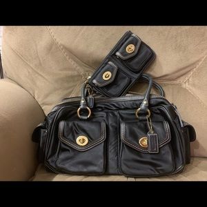 Coach bag with leather straps